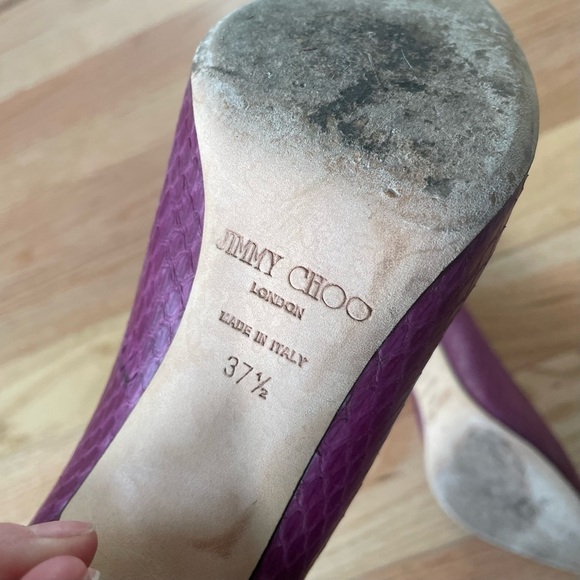 Jimmy Choo Purple Python Leather Snake Print Abel Pointed Toe Pumps EUC Sz 37.5 - Picture 9 of 12